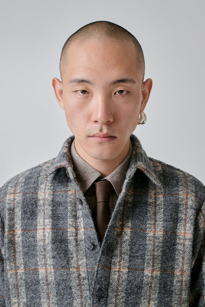 Overshirt Virgin Wool Checked, Grey