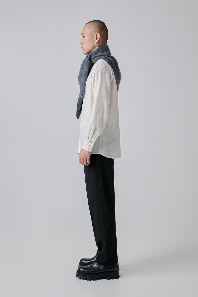 Shirt Classic Embroidered Linen, Off White