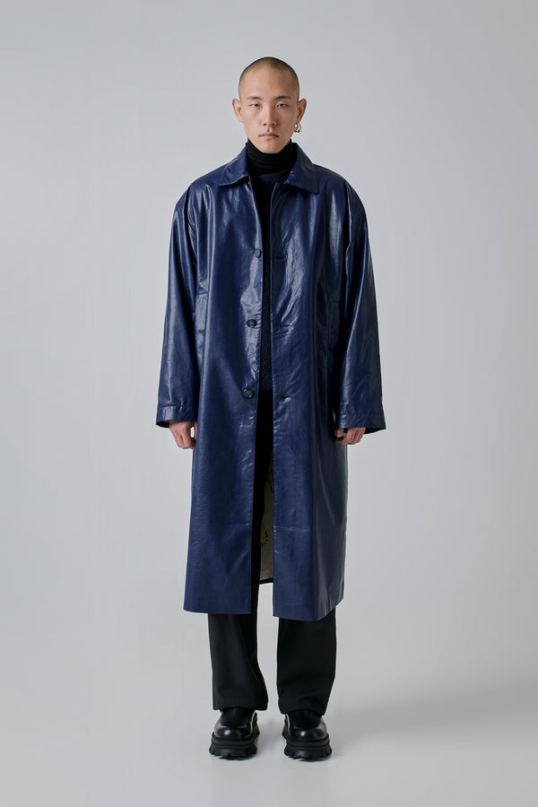 Coat Faux-Leather, Navy