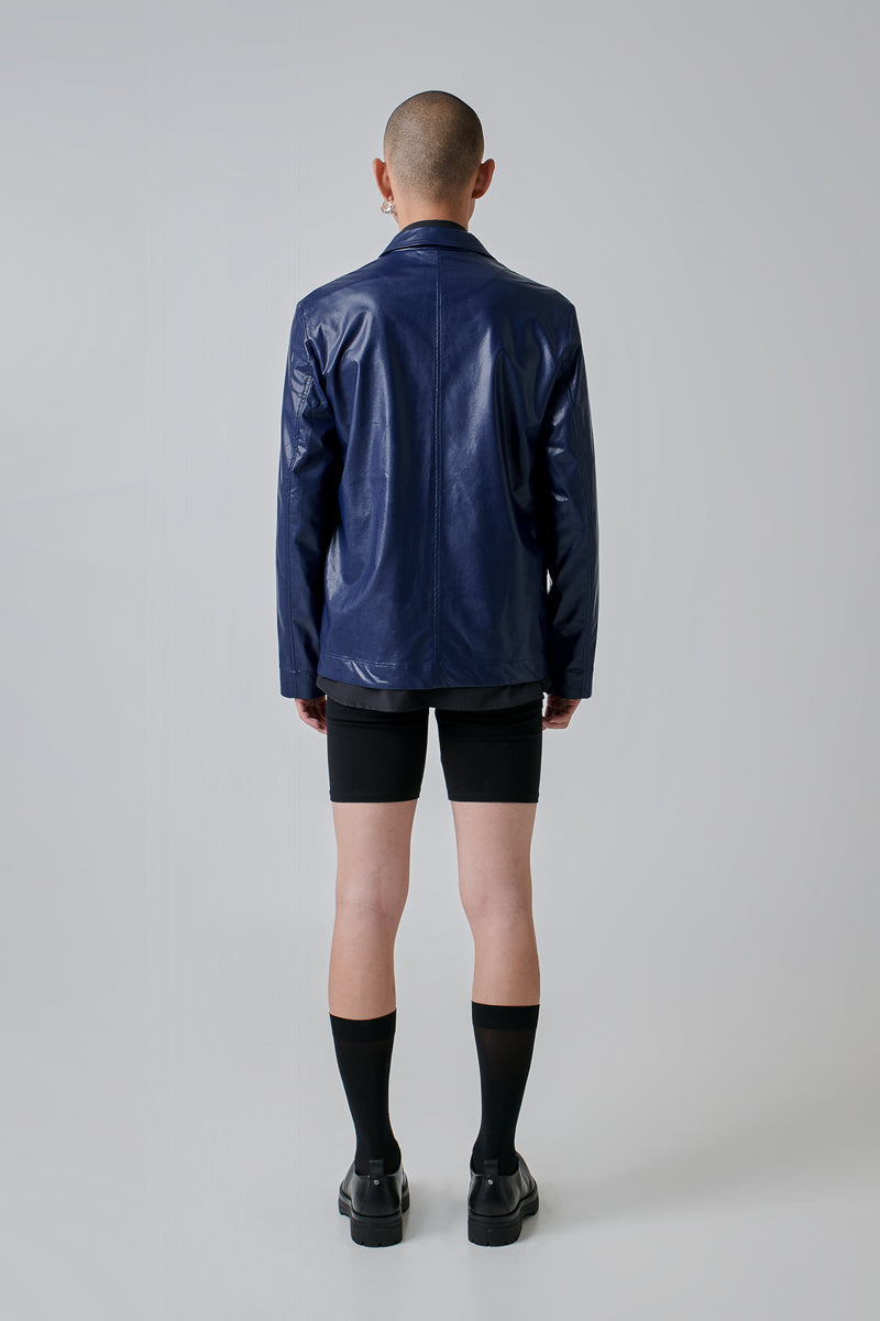 Jacket Faux-Leather, Navy