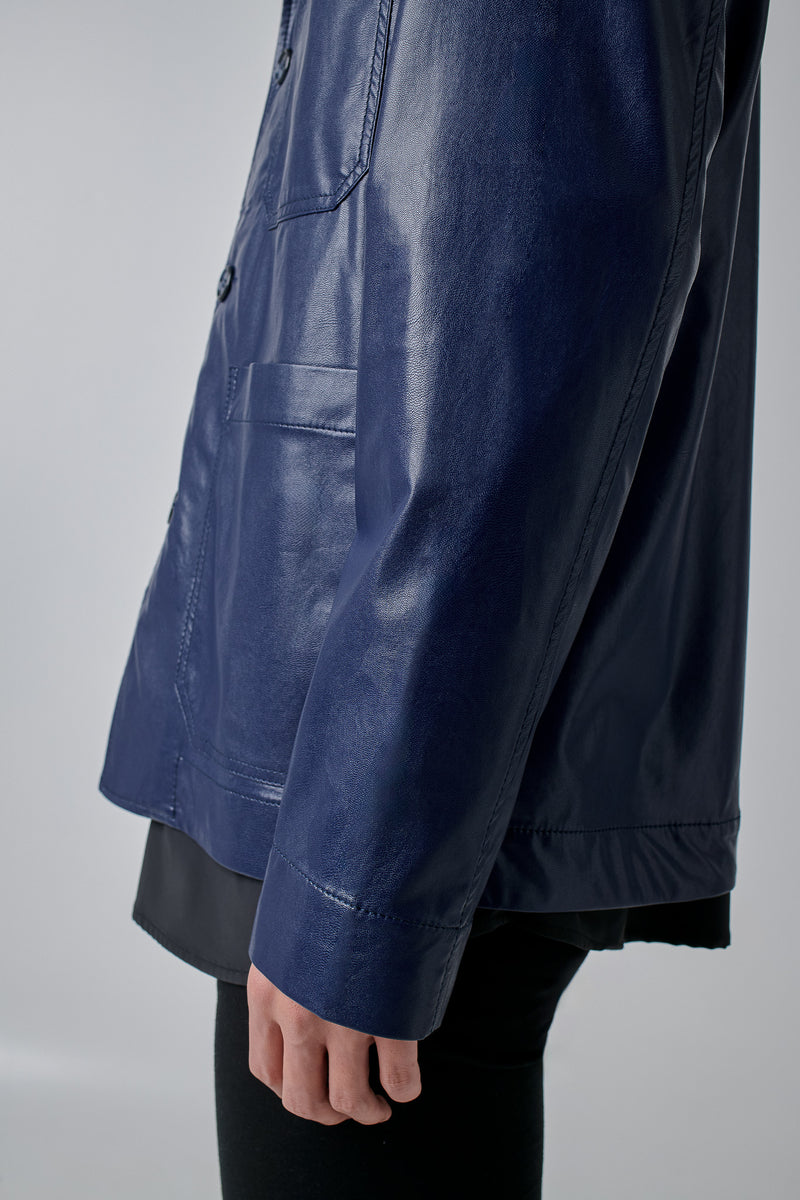 Jacket Faux-Leather, Navy