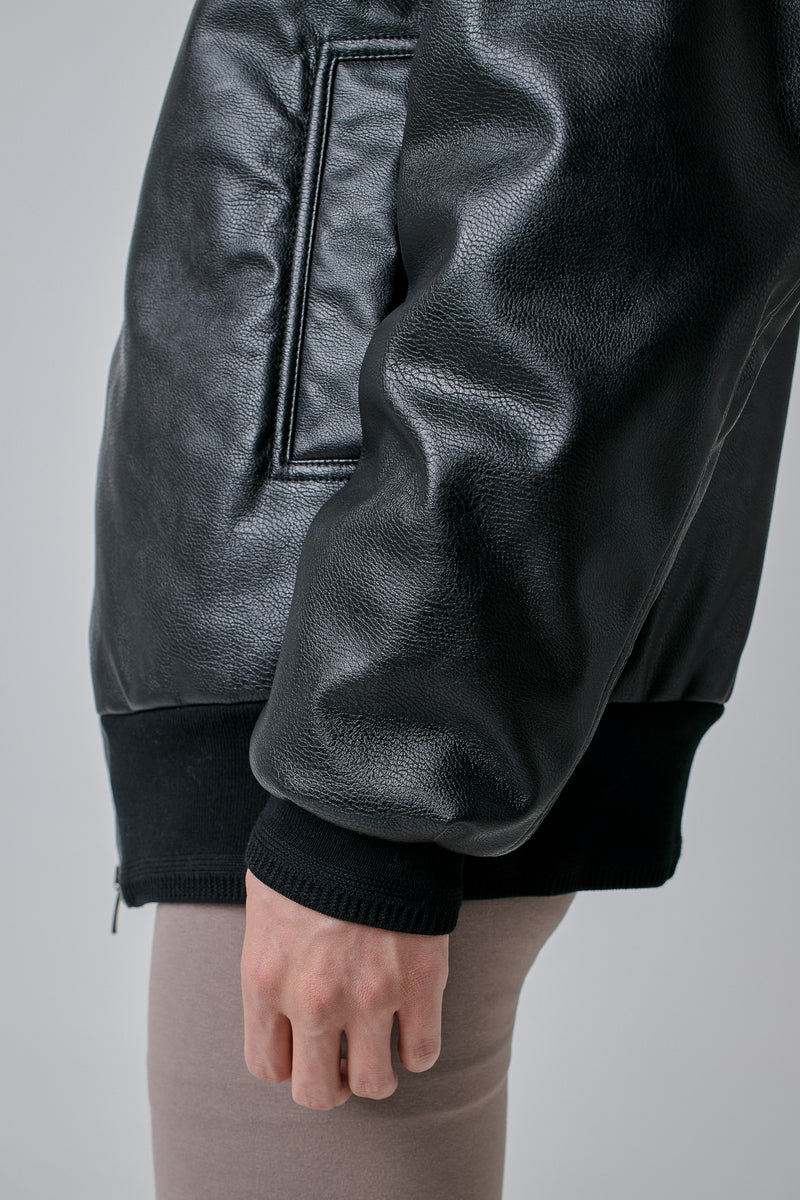 Bomber Padded Faux Leather, Black