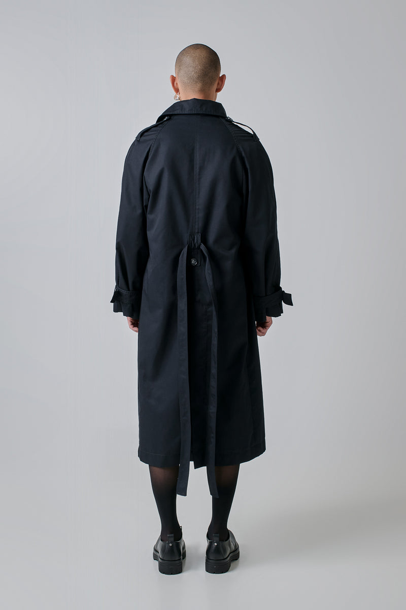 Trenchcoat Cotton Twill Water-Repellent, Black